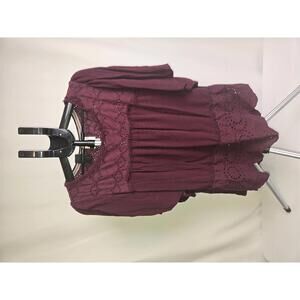 Knox Rose Women's Burgundy Lace Detail Blouse XXL